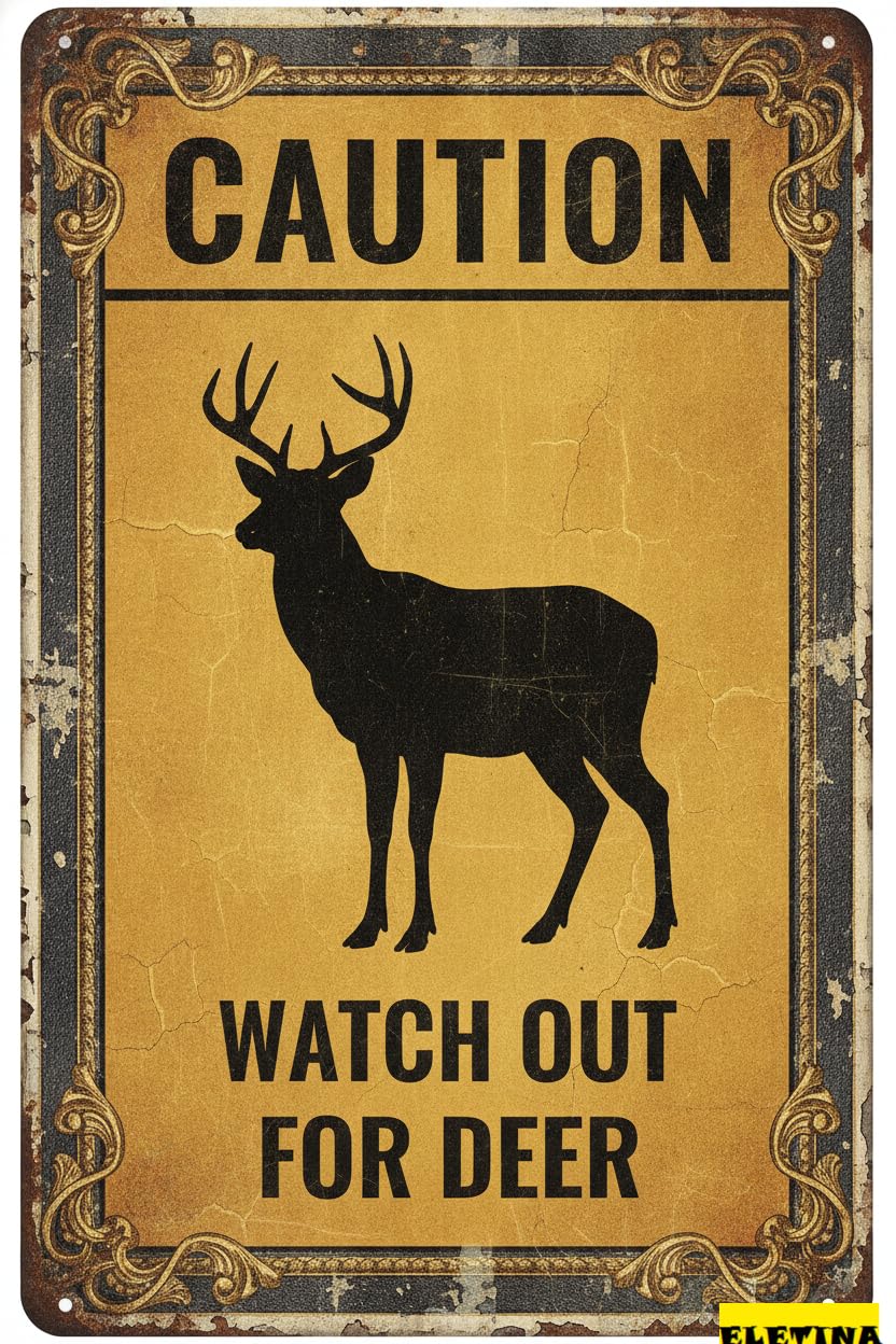 Tin Sign for Man Cave Caution Watch Out Deer You Have Been Warned Aluminum Metal Tin S Door Warning Zoo Fence Gate Yard Home Wall Decor 8x12 Inch Private Property Decorative