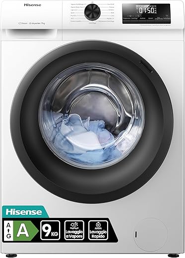 Hisense WFQE9014EVJM - Lavatrice a Carica Frontale 9 Kg, 1400 rpm, Classe...