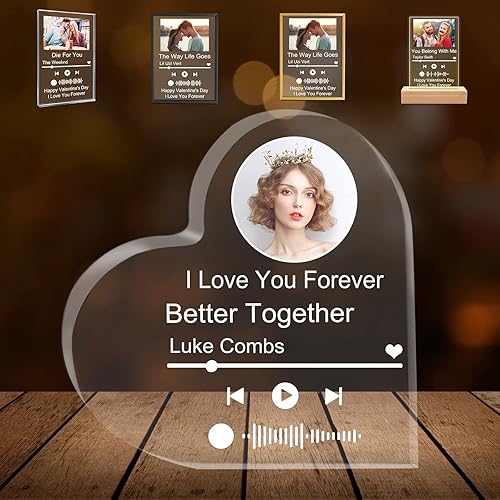 Miniatura 19 de Canción acrílica personalizada con foto personalizada con placa de música transparente Spotif QR, cubierta de álbum de acrílico personalizada, Base