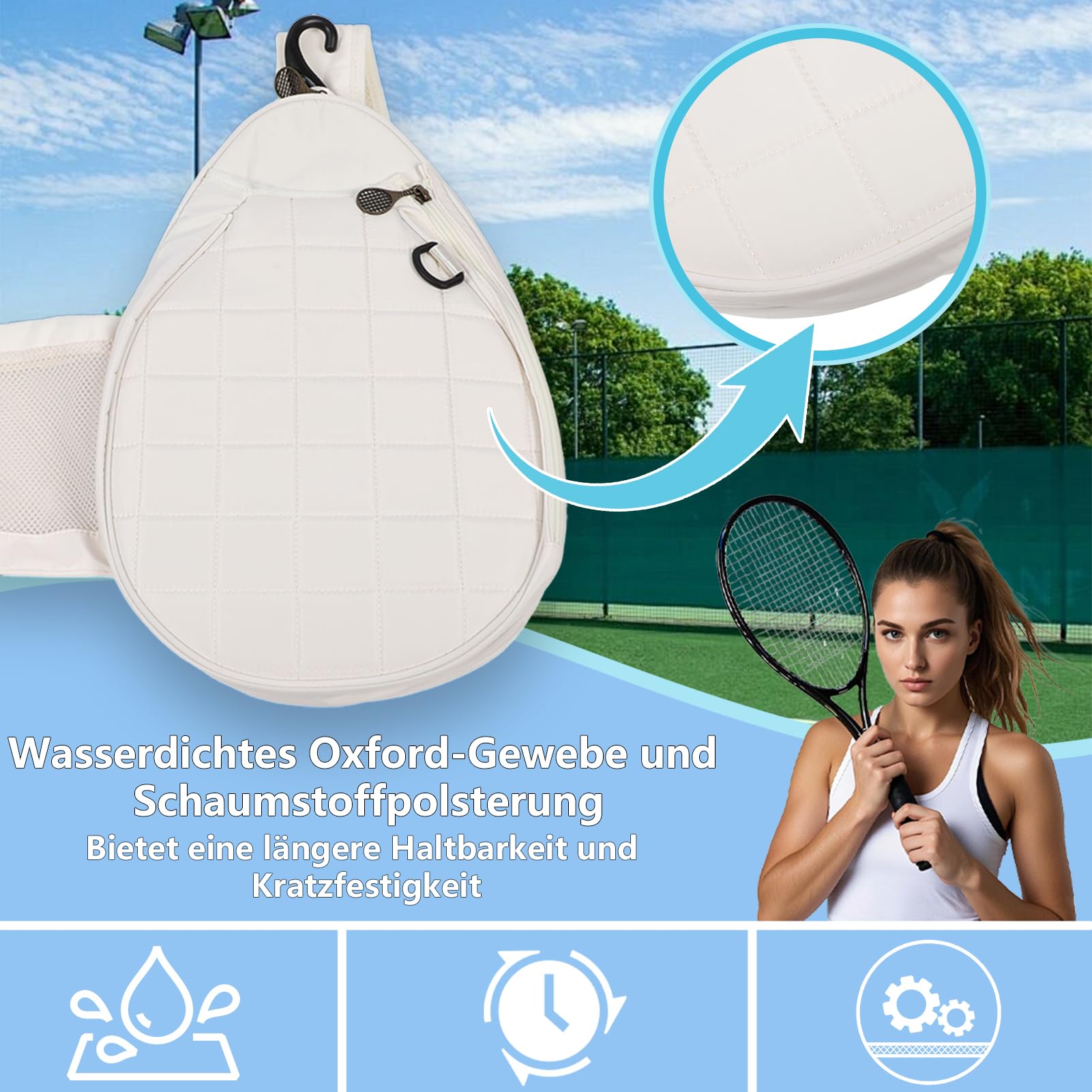 Ejoyous Tennistasche, Tennis Rucksack mit Schaumstoffpolsterung, Leichte Umhängetasche für Tennisschläger und Pickleball-Paddel, mit Trocken- und Nasstrennung