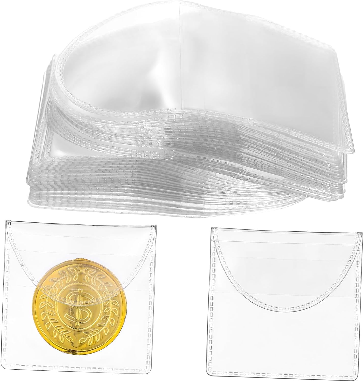 150pcs Coin Protective Pouches PVC Secure Flap for Stamps