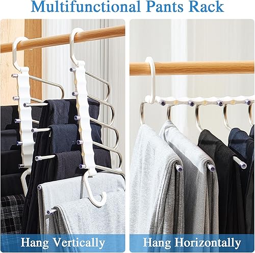 Miniatura 7 de LIOUCBD - 2 perchas para pantalones que ahorran espacio, estantes multifuncionales para pantalones, organizador de almacenamiento de armario de