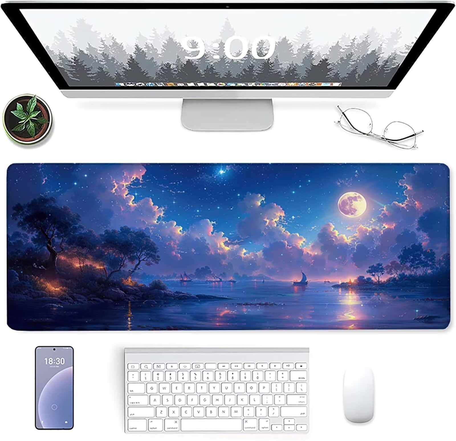 Podkładka pod mysz XXL 1600x800x3mm, niebieska podkładka pod mysz do gier z antypoślizgową gumową powierzchnią, poprawia precyzję i szybkość, komputer dla gracza i akcesoria biurowe, prezent dla