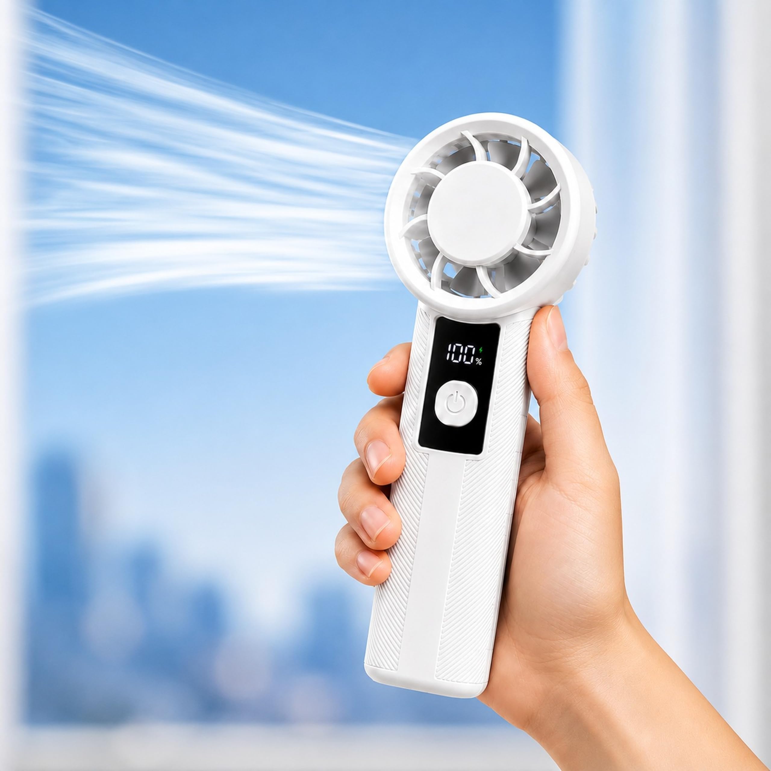 portable mini jet hand fan 3000mah rechargeable mini jet personal cooling fan usb type - c quite travel fan for summer outdoor office hand fan white