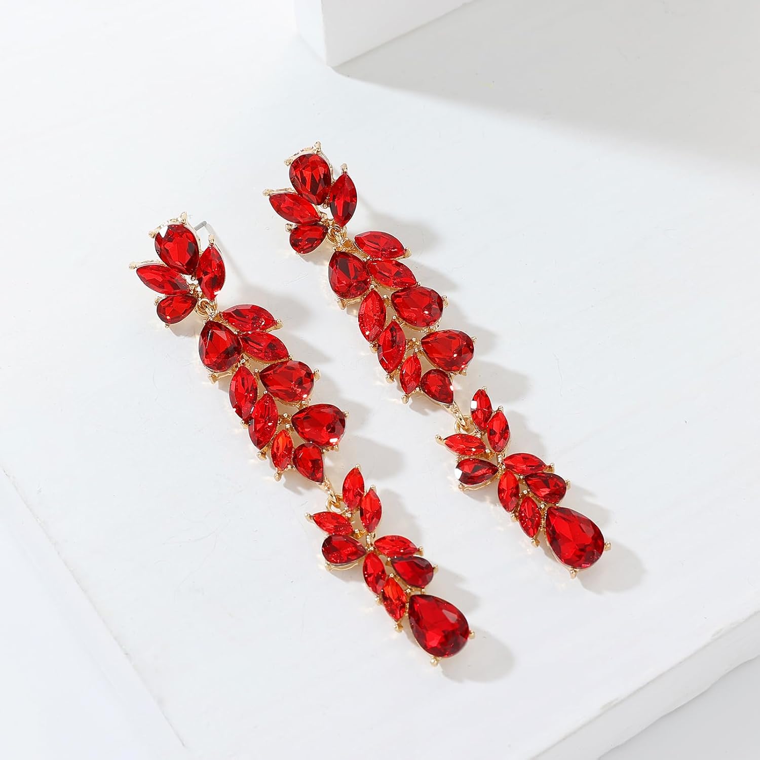 Long Rhinestone Dangle Earrings Sparkly Crystal Teardrop Dangling Earrings for Women Wedding Brides Prom Jewelry - Image 5