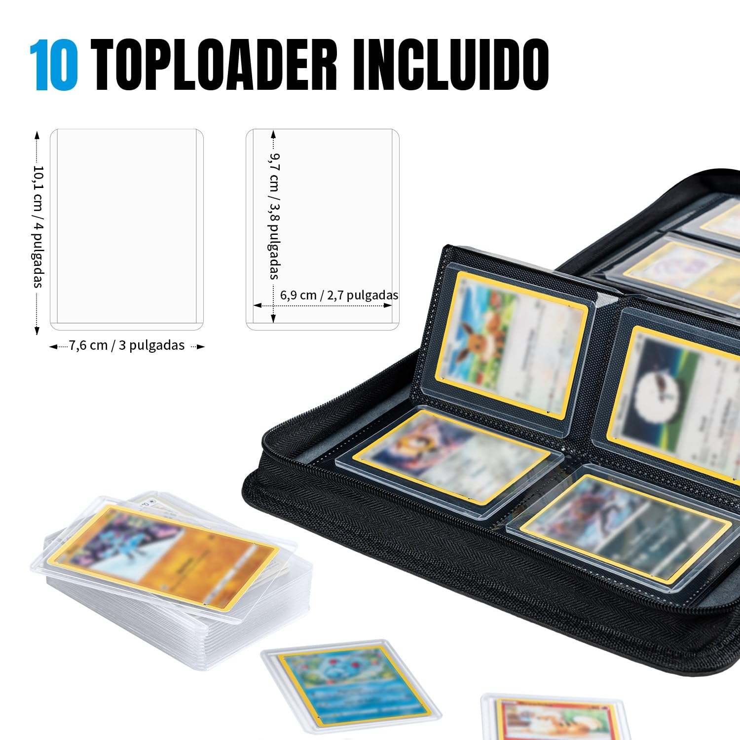 Toploader Álbum Para Tarjetas Coleccionables 112 Toploader 4 Compartimentos Con 10 Unidades 35pt Toploader Carpeta Para Tcg, Tarjetas Mtg, Álbumes Coleccionables - Negro