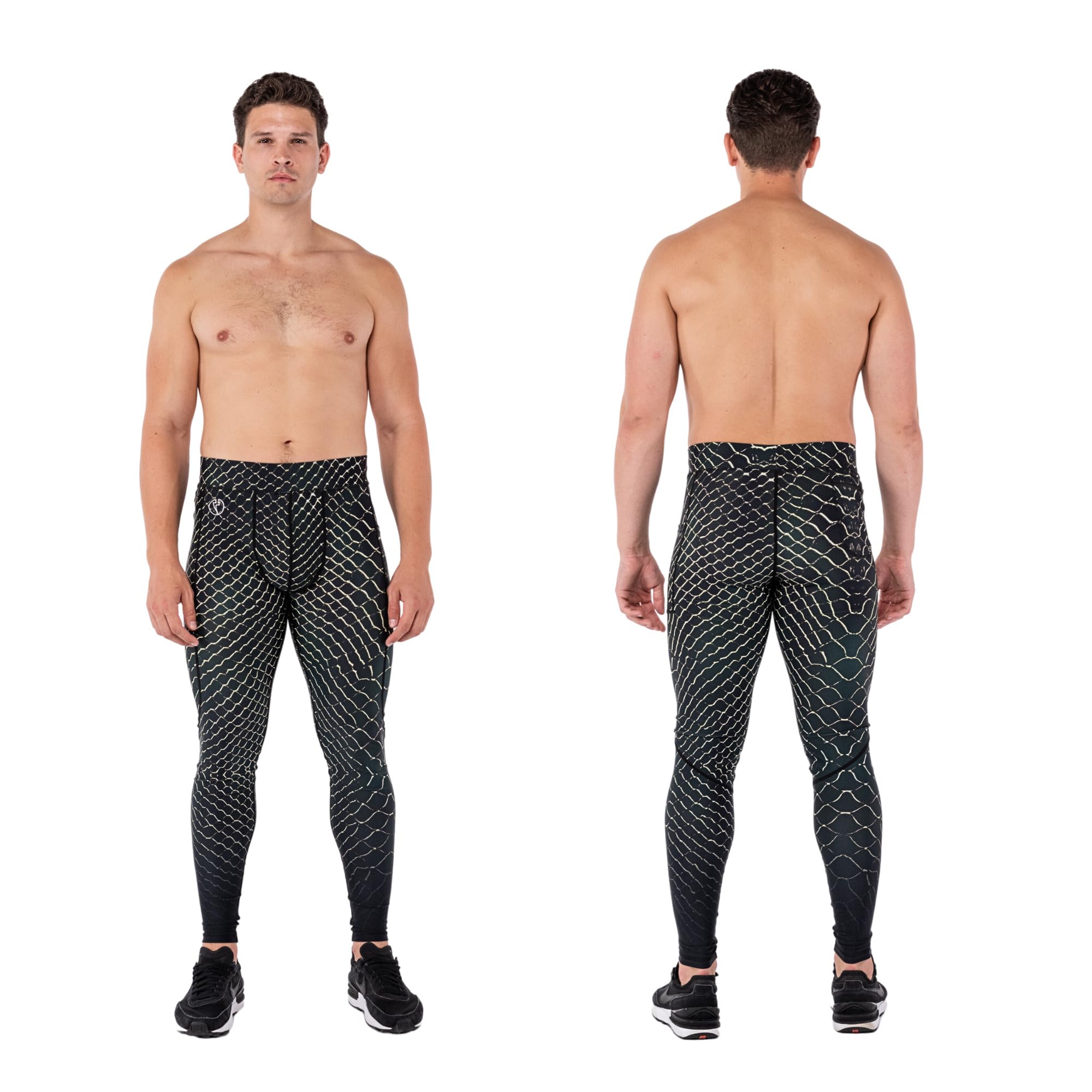 Kapow Meggings Herren Performance Leggings mit abnehmbarem Frontpolster - Sportliche Kompressionsleggings mit Taschen, ideal für Laufen, Fitness und Training
