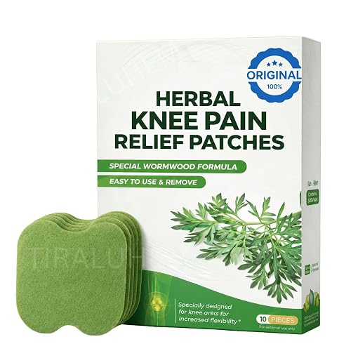 Herbal Knee Pain Relief Patches with Wormwood Extract | Fast Relief from Arthritis, Joint & Muscle Pain | Natural Anti-Inflammation Patch Stickers | Long Lasting, Easy to Use | Men or Women