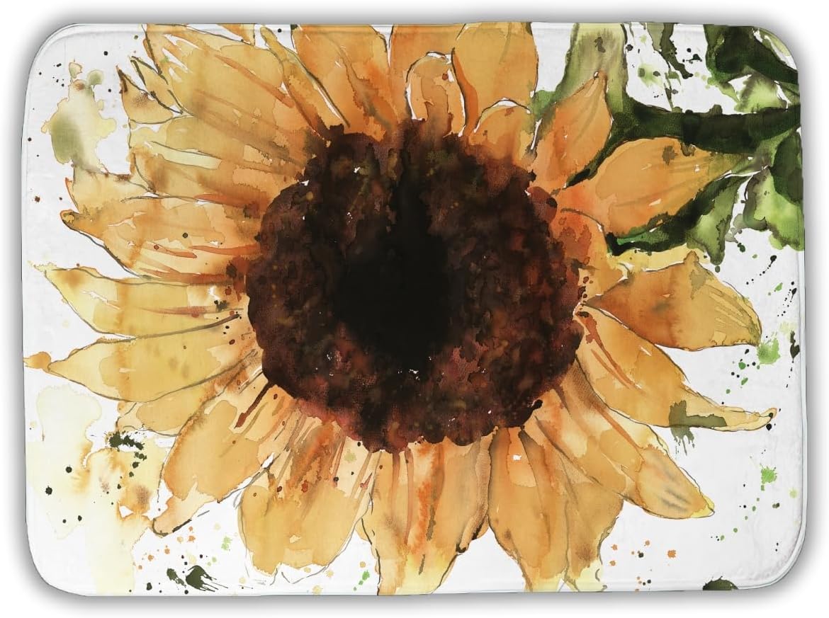 Begin Home Decor C1BM17248AZV0N 17 x 24 in. Big Sunflower Brown Bath Mat - Floral Home Decor Accent