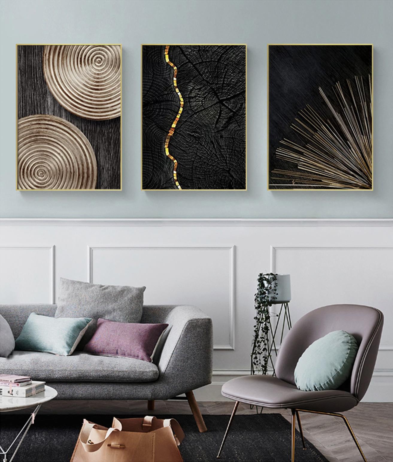 PYNVDD Poster su tela, arte moderna e minimalista astratta, set di poster bohémien, decorazione da parete geometrica, senza cornice (immagine 5,60 x 90 cm*3)…