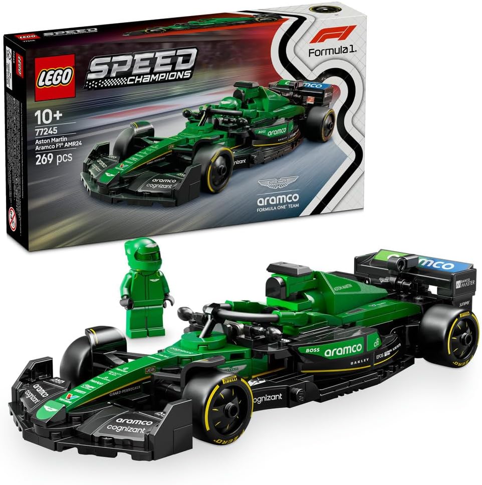 – Speed Champions Aston Martin Aramco F1 AMR24 Race Car Toy with a Collectible Formula 1 Driver Minifigure - Model Kits for 10+ Year Old Boys & Girls or Adult Motorsport Fans 77245