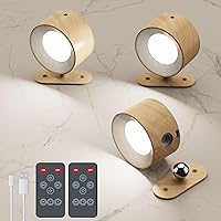 Vista 12 de Juego de 2 apliques de pared que funcionan con pilas, luces de pared LED magnéticas inalámbricas con 3 temperaturas de color y control táctil
