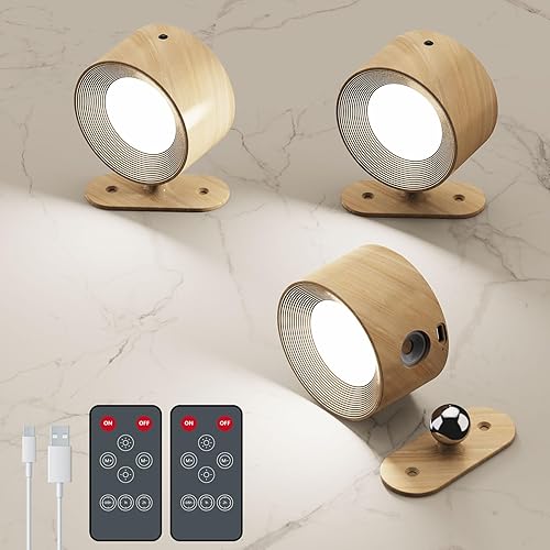 Miniatura 12 de Juego de 2 apliques de pared que funcionan con pilas, luces de pared LED magnéticas inalámbricas con 3 temperaturas de color y control táctil