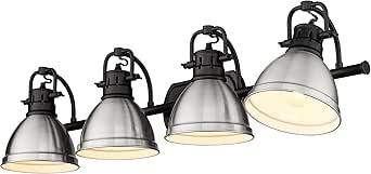 Golden Lighting Duncan BLK 4 Light Bath Vanity in Matte Black with Pewter Shades Shade