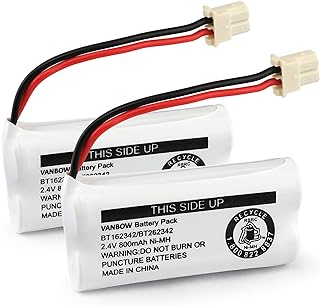 VANBOW BT162342 BT262342 2.4V 800mah Ni-MH Phone Batteries Compatible with BT183342 BT283342 for VTech CS6719 CS6409 CS6419 CS6429 CS80100 AT&T CL81101 EL5210 EL52400 Handset Telephone (Pack 2)