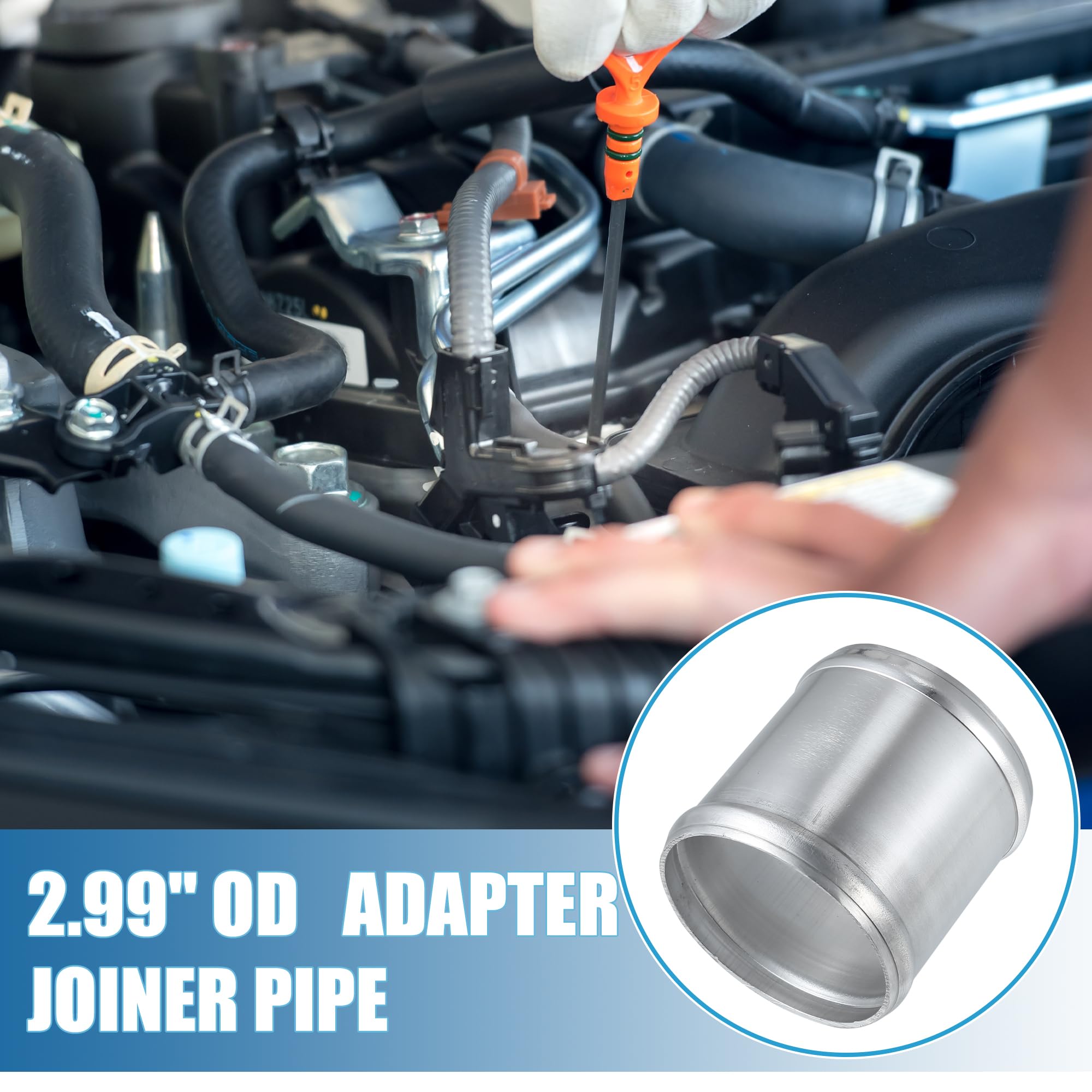 A ABSOPRO Tubo Adaptador Conector Universal Plateado 1Pc Para Coche 76Mm | Color Plateado, Tamaño 76Mm 2.99" Od, Cantidad 1Pc, Para Admisión Aire, Intercooler, Trabajos Personalizados