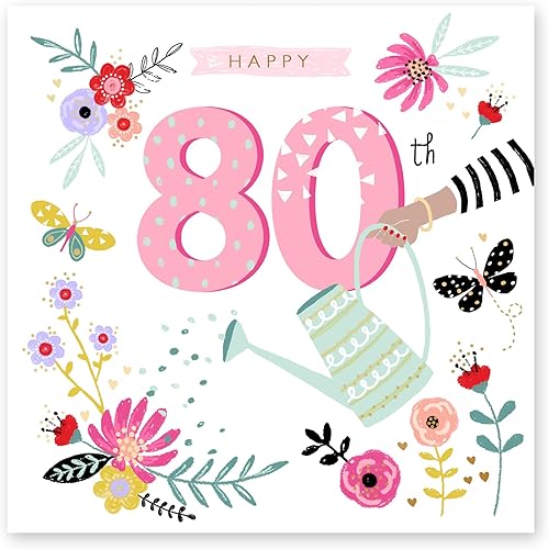 Miniatura 2 de CENTRAL 23 - Bonita tarjeta de cumpleaños número 80 para mujer - Feliz cumpleaños 80 - Tarjeta de cumpleaños dulce para ella - Divertida tarjeta de