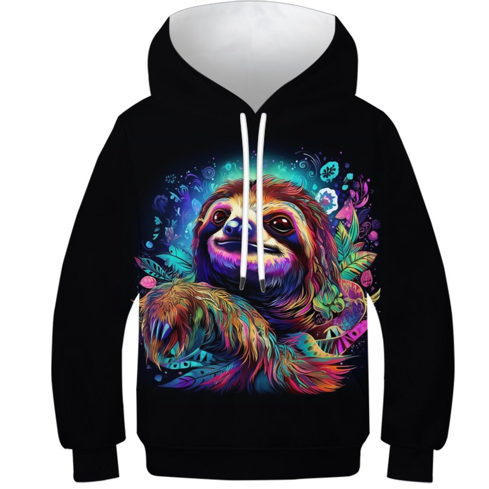 KKOLASXZE 3D Printed Sloths Hoodies Sportswear Pullover Men/Women Ong Sleeve Tops for Teens 8-10Y