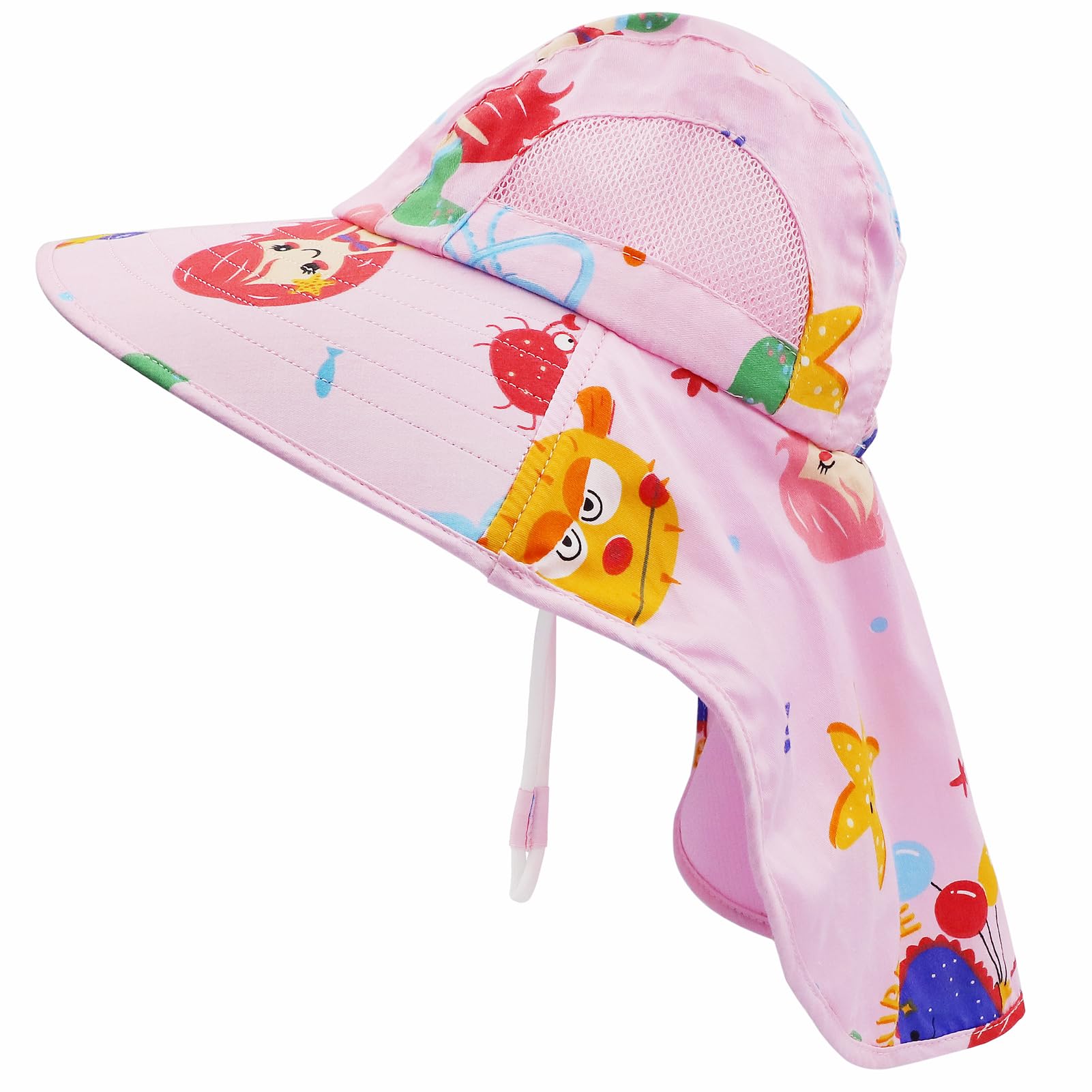 FenFang Sombrero de Sol Verano Bebés, Gorro Pescador Playa Niñas Niños, Algodón Gorras Protección del Cuello Sun Hat Unisexo Sombreros ala Ancha Viajes