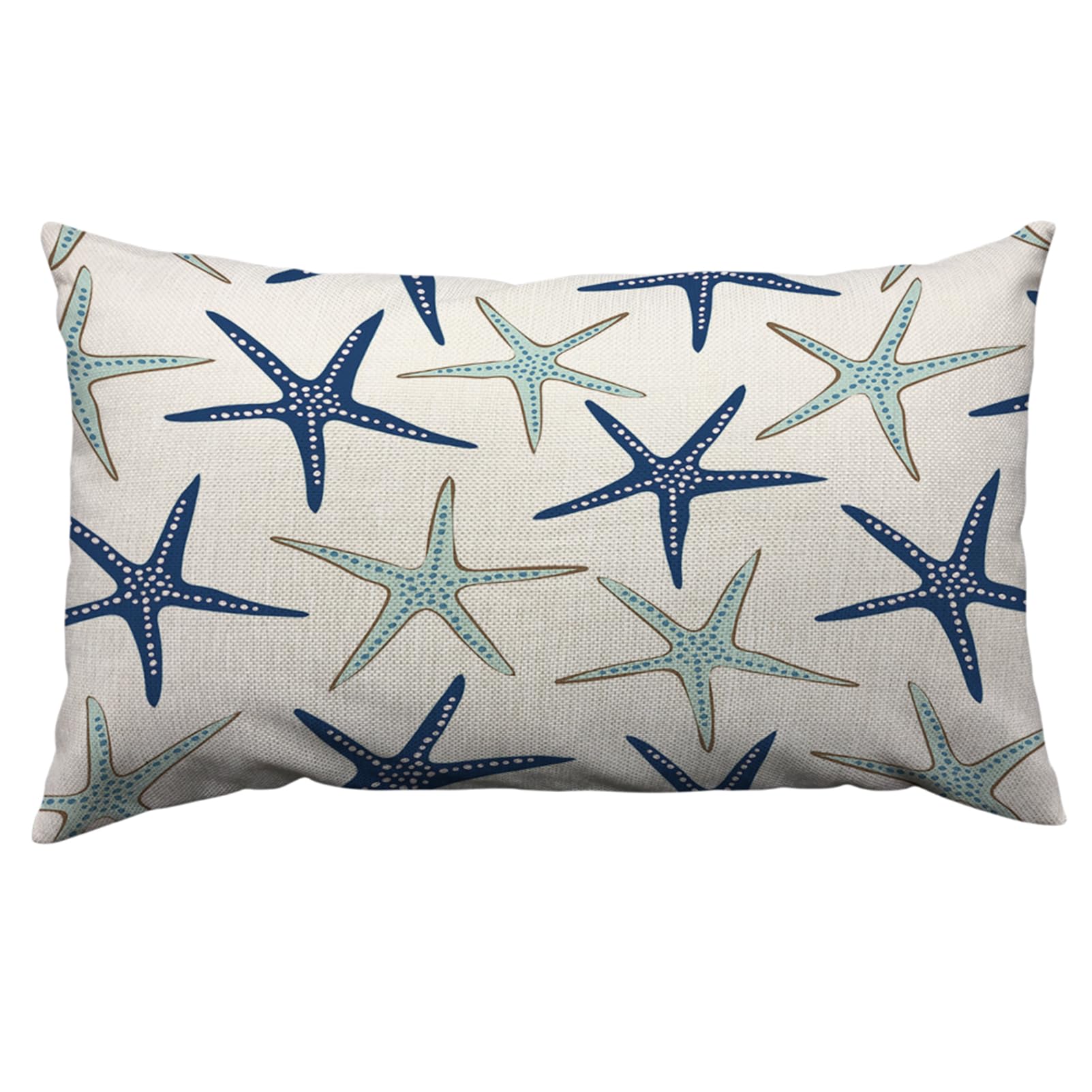 Orythyra Cushion Cover 30x50cm Navy Blue and Turquoise Starfish Cotton Linen Pillow Cover Decorative Throw Pillows Farmhouse Decor for Home Cushion Case 12 x 20 Inch