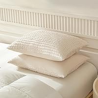 Vista 5 de WARMDERN Juego de 2 fundas de almohada beige tamaño Queen estándar, fundas de almohada de microfibra suave, estilo bohemio texturizadas con cierre