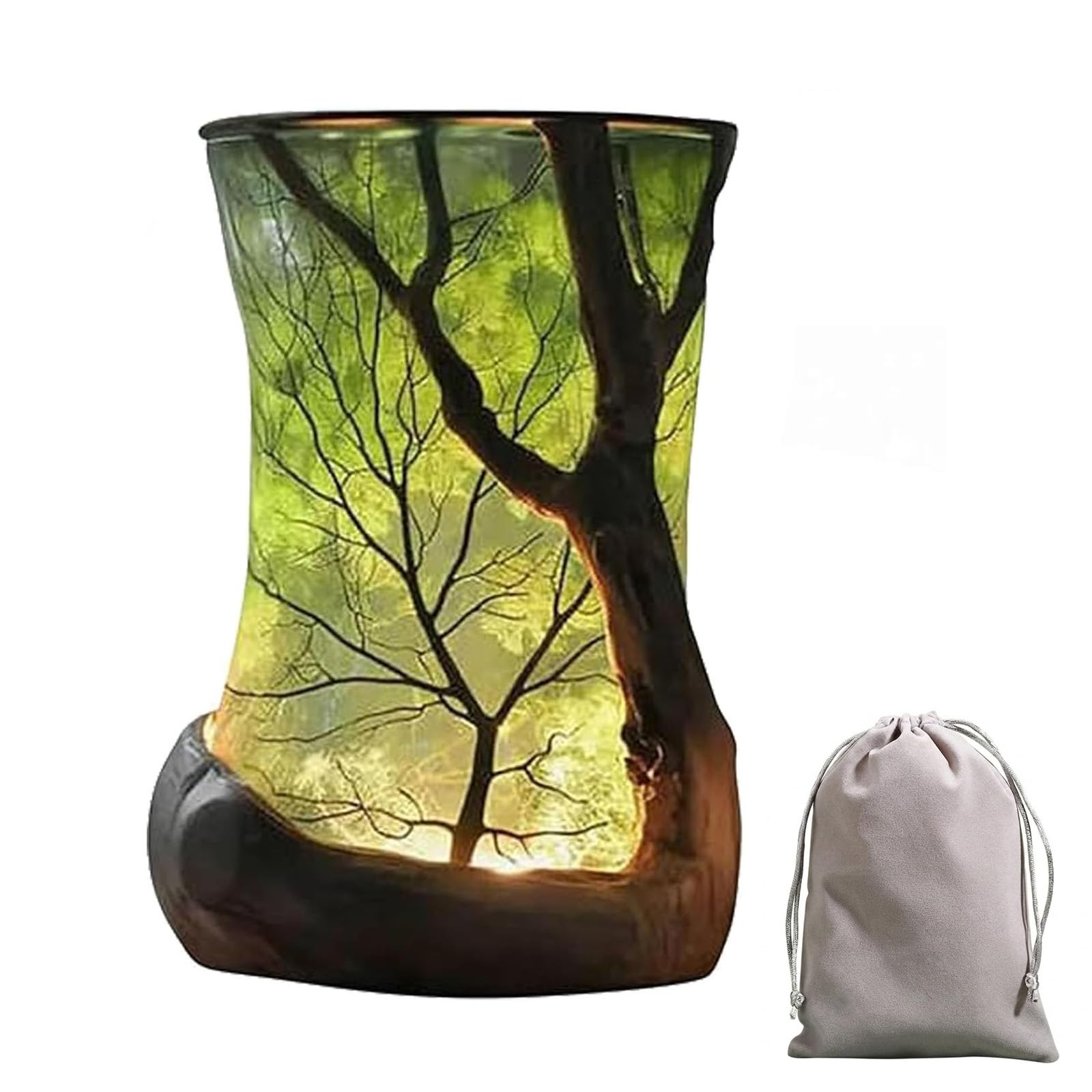 Enchanted Forest Lamp, Nature Inspired Ambient LED Table Lamp, Vintage Lantern Style Tree Shadow Night Light, Cozy Decorative Desk Lamp for Bedroom Living Room Home Decor Gift (3PC) — view 7