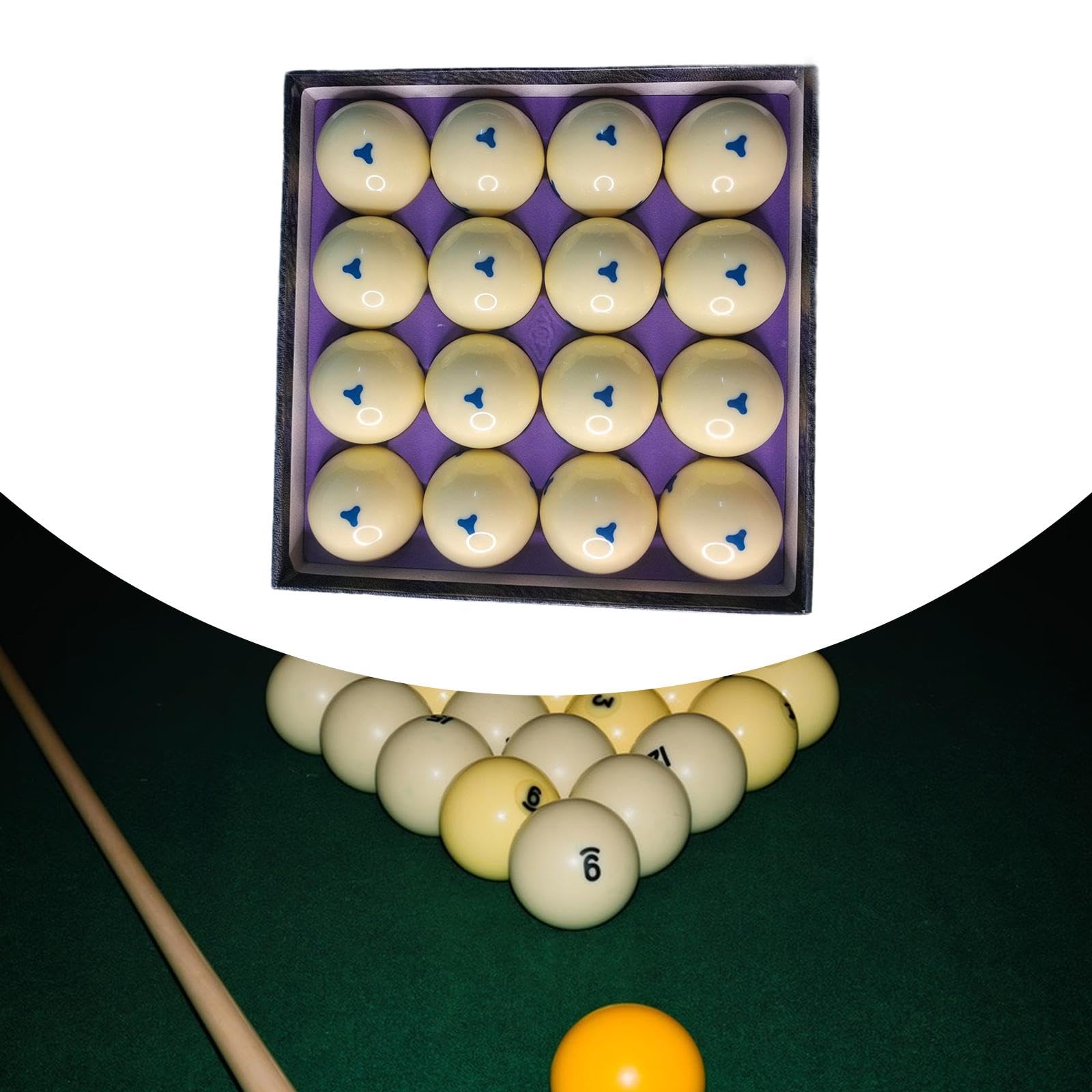 Menolana 16x Billiards Cue Balls with Triangle Dots Billiards Accessories White Practice Training 2-1/4