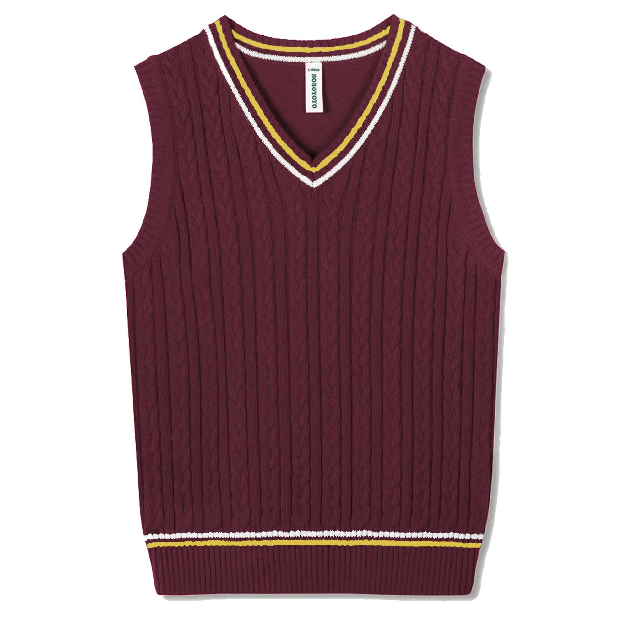 BOBOYOYO Boys Sweater Vest Unisex Cable Knit 100% Cotton Toddler Uniform Vest for Little Big Childrens Kids Teenage Girls