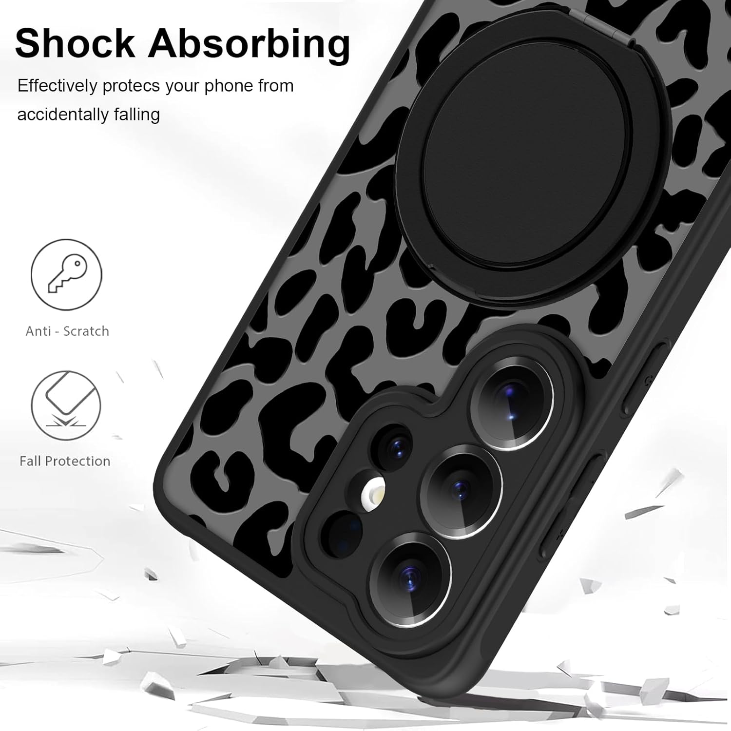 Designed for Samsung Galaxy S26 Ultra Case with 360 Spin Magnetic Stand Finger Ring Compatible with MagSafe, Stylish Leopard Cheetah Shockproof Phone Case for Samsung S26 Ultra, Leopard
