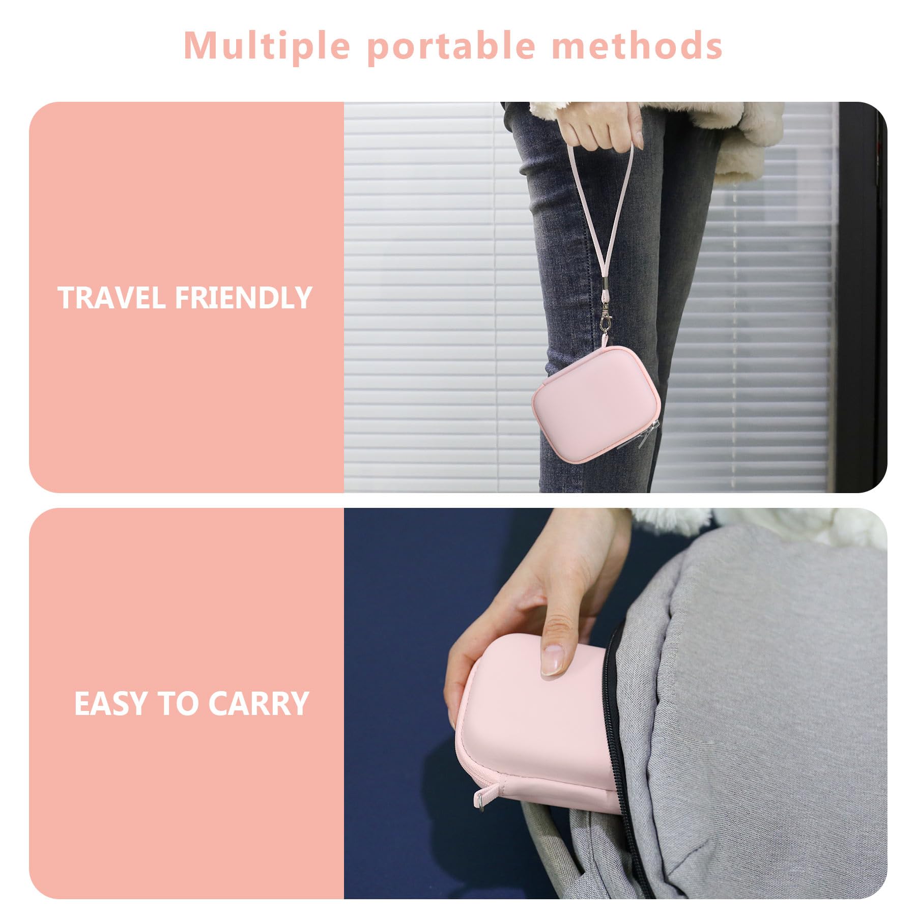 Cassa da trasporto per IXNAIQY/per VAHOIALD Macchina Fotografica Digitale Fotocamera 1080P, Supporto per fotocamera digitale compatta Borsa da viaggio con tasca in rete per batteria, Rosa