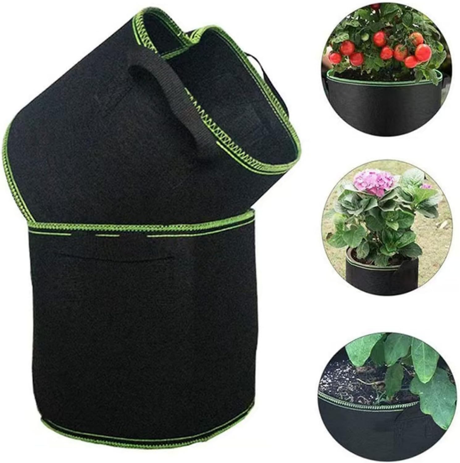 10Pcs 25 Gallon Heavy Duty 300G Thickened Grow Bags Aeration Nonwoven Fabric Plant Pots with Durable Handles Garden Plant Bags Suitable for Grow Tomato Potato and Vegetable Black