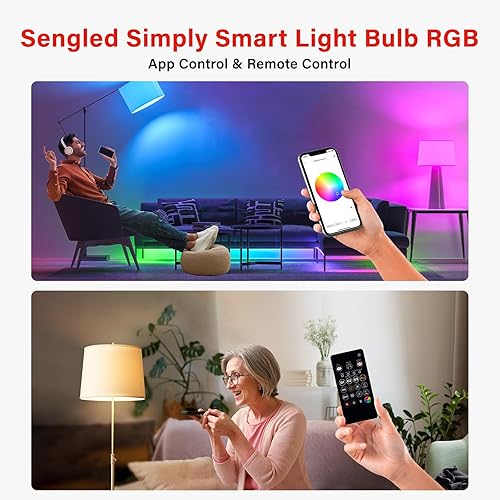 Miniatura 2 de Sengled Bombillas inteligentes de modo dual, bombillas que cambian de color con control remoto y aplicación, bombillas LED RGBW 2700K-6500K