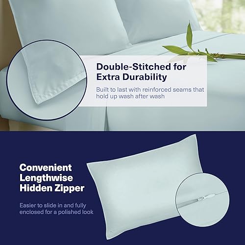 Miniatura 5 de kickoff home Juego de sábanas 100% bambú, tamaño Queen, juego de sábanas de 4 piezas con bolsillos extra profundos, suaves, ligeras, transpirables,