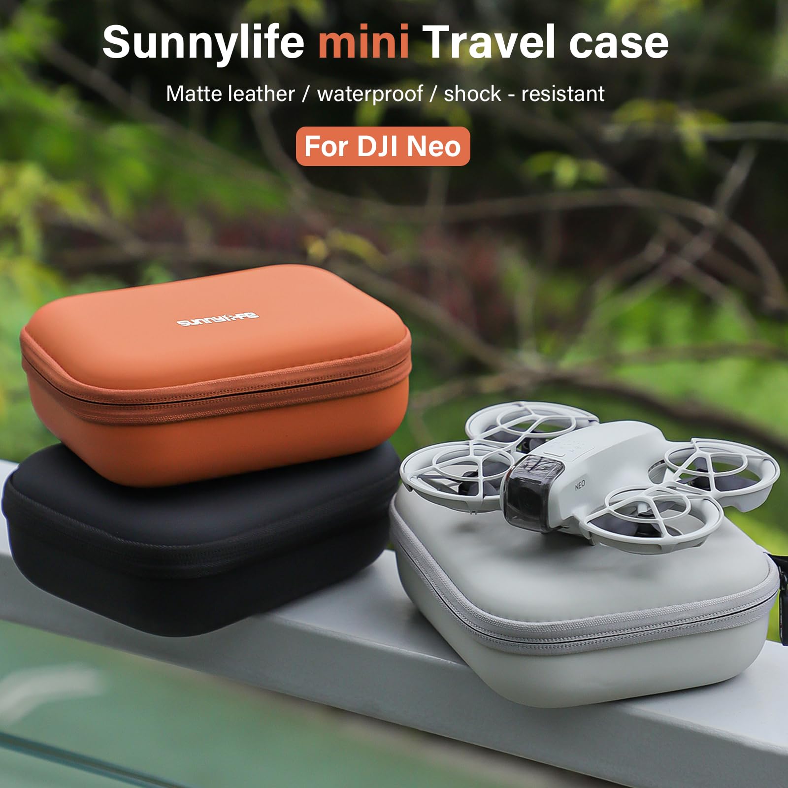 Hesupy Custodia per DJI Neo, Custodia Rigida per Mini Drone, Impermeabile in Pelle Sintetica EVA, Organizer Portatile con Moschettone e Accessori, Arancione