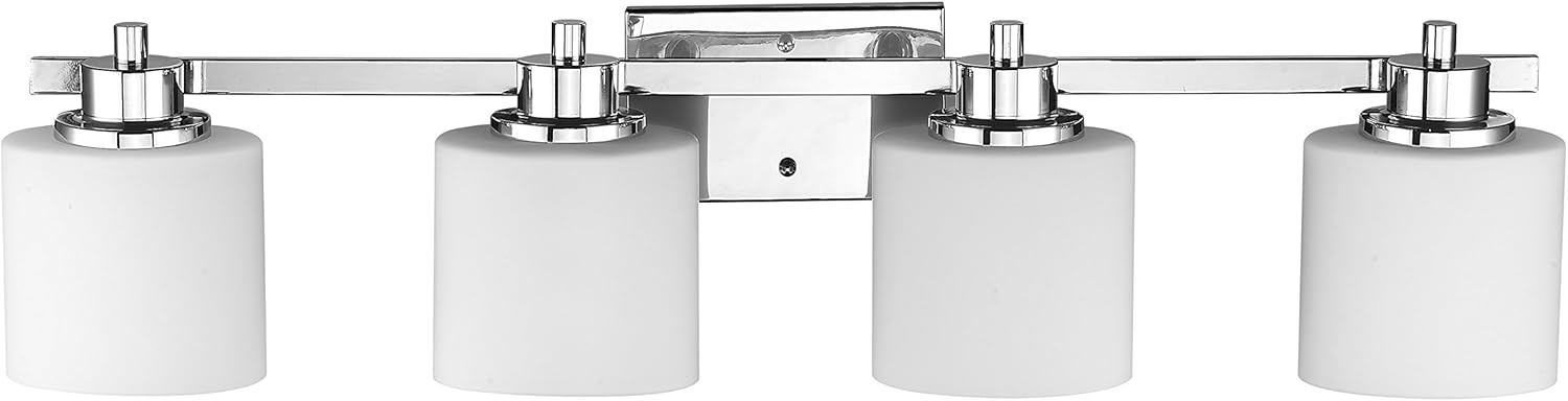 Chloe Lighting CH821036CM33-BL4 Contemporary 4 Light Chrome Finish Bath Vanity Wall Fixture Alabaster Glass, 33" Wide, White