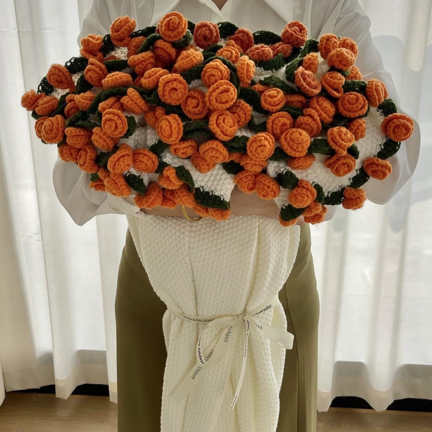 Couverture bouquet au crochet fait main, cadeau idéal Saint-Valentin