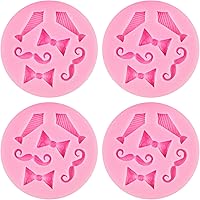 Vista 1 de AUEAR, Juego de 4 mini corbatines para corbata, bigote, moldes de silicona para fondant, pastel, chocolate, caramelo, azúcar, decoración