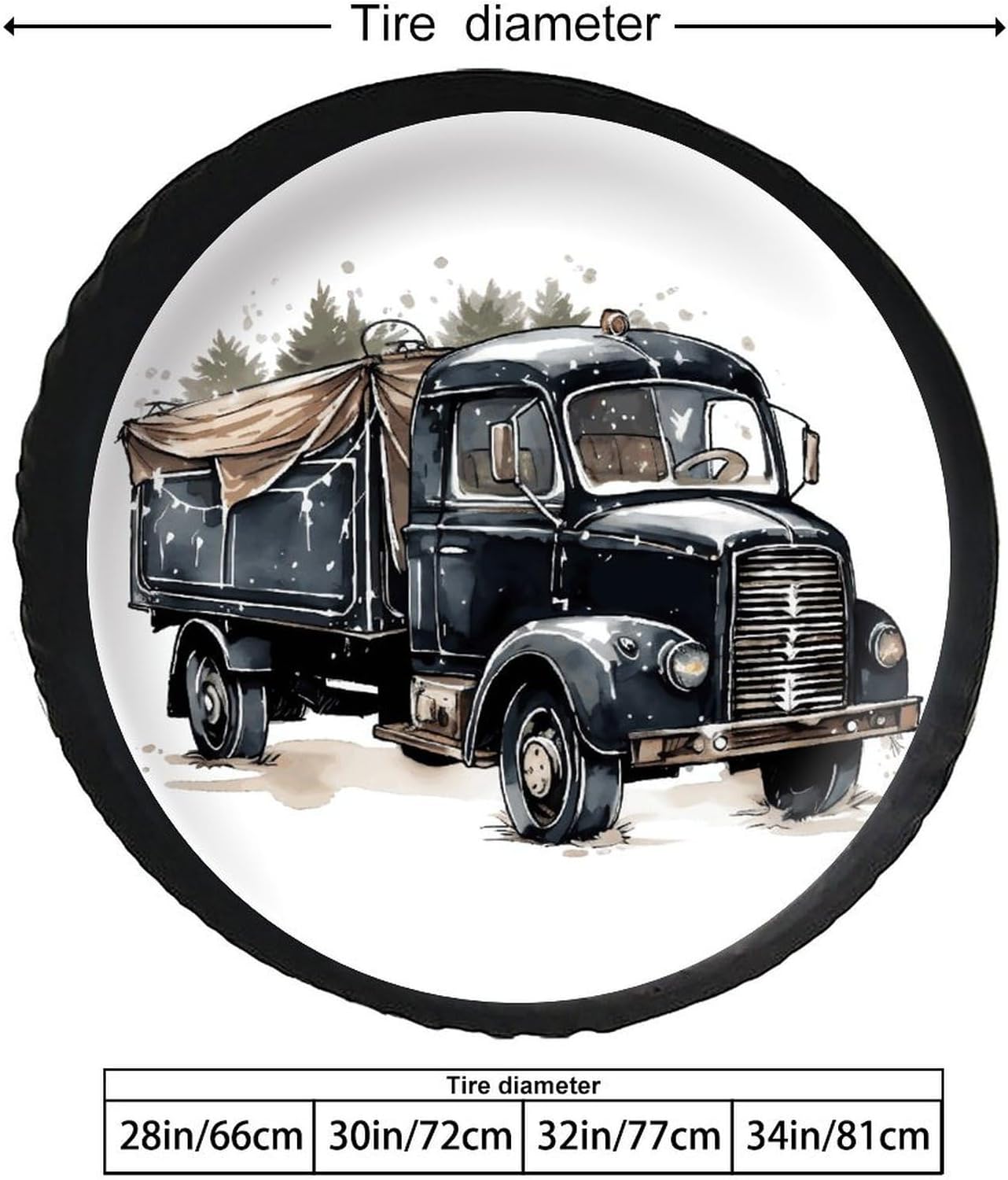 Universal Fits Diameters 28-34inch Spare Wheel Tire Cover Large Truck Watercolor Waterproof Leather Wheel Cover for Trailer RV SUV