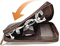 Vista 9 de Polare Full Grain Leather Travel Cable Organizer Case Electronics Accessories Carry Bag with YKK Zippers Tech Storage Bag for Cables, Power Bank