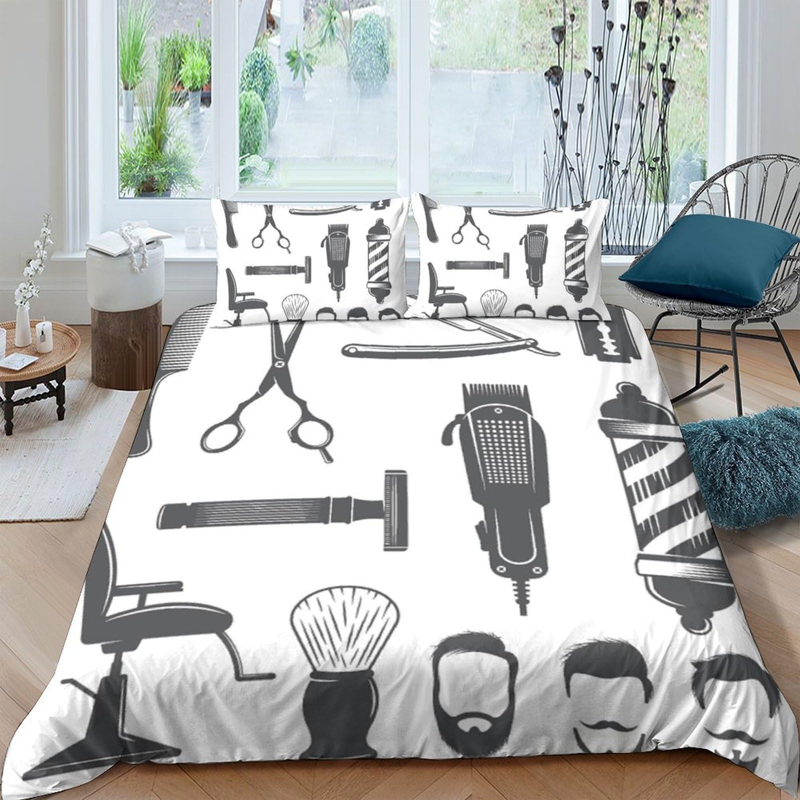 Housse de couette outils de barbier pour la décoration d'une chambre d'adulte branchée
