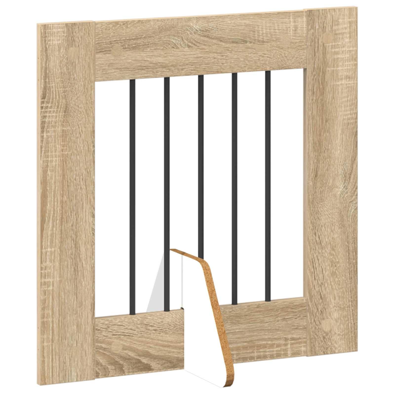 Portería para perros con soporte de madera de roble Sonoma, 241 x 60 cm, plegable, 4 piezas, interior para perros, cachorros, seguridad, protección