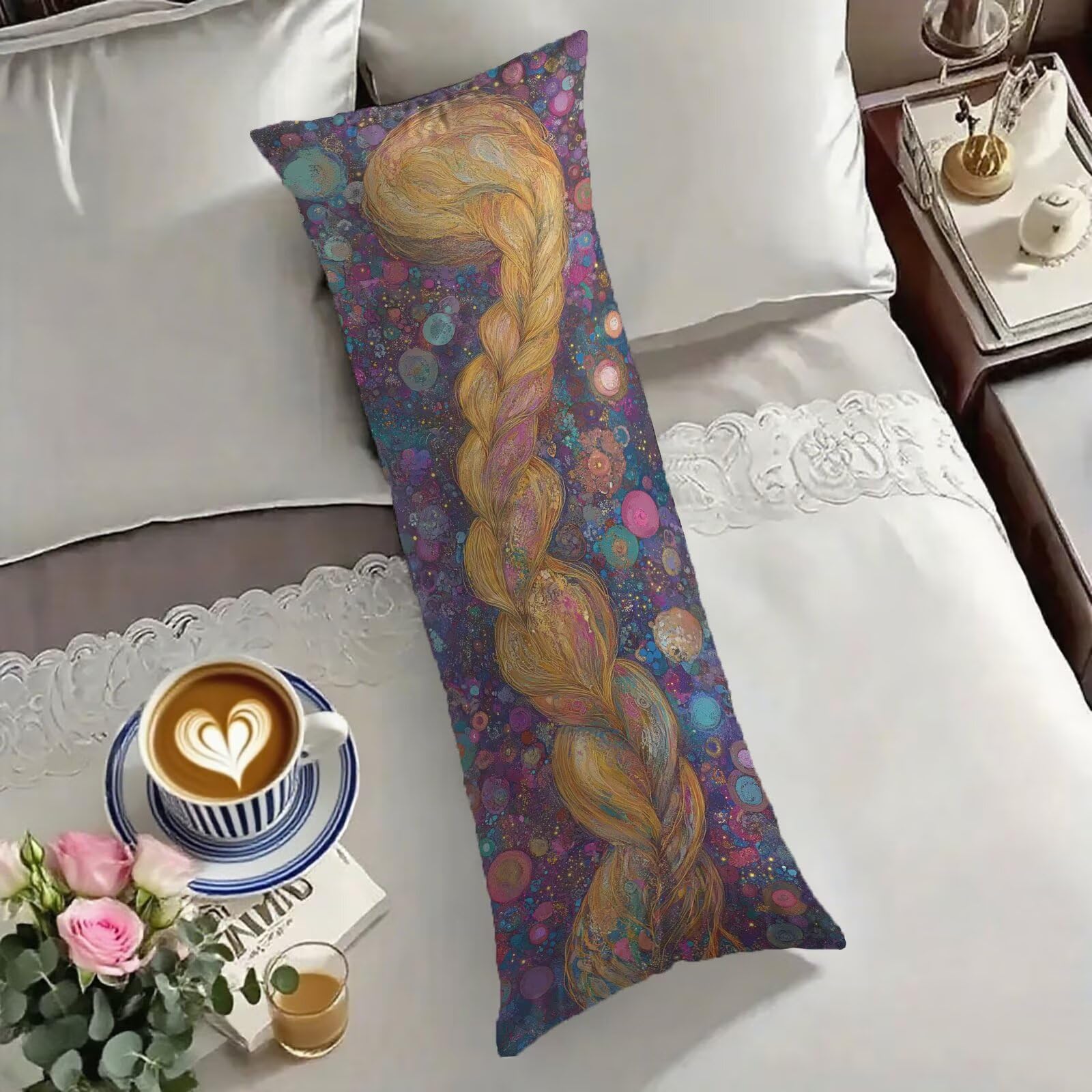 Taie traversin 180 cm abstrait en velours doux 60x180 cm