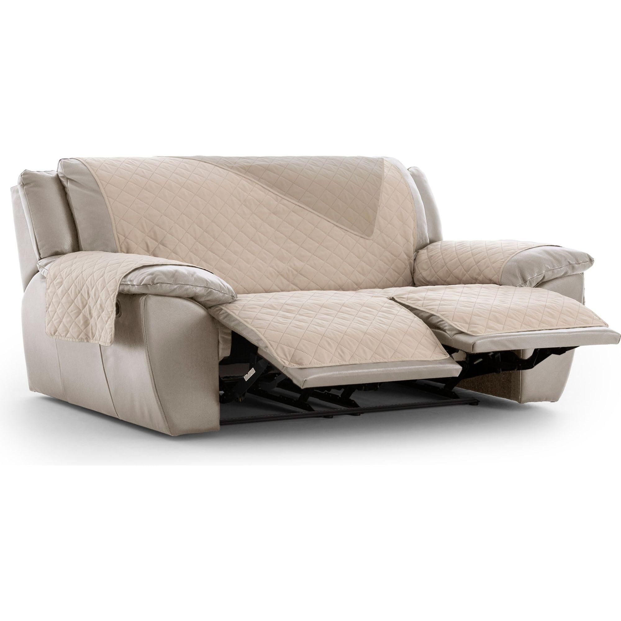 Funda sillón relax beige para salón, protector de sofá reversible con diseño elegante