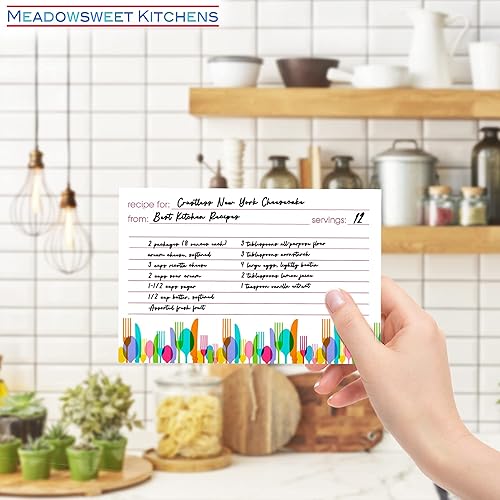 Miniatura 7 de Meadowsweet Kitchens Juego de tarjetas de recetas, 25 tarjetas de recetas de 4 x 6 pulgadas, tamaño perfecto para una caja de tarjetas de recetas