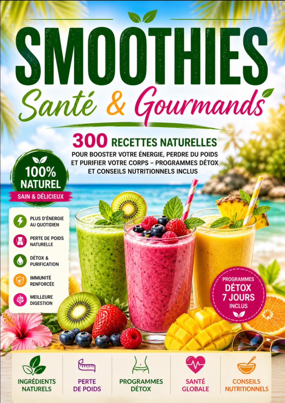 Smoothies Santé & Gourmands 300 recettes naturelles pour booster votre énergie, perdre du poids et purifier votre corps – Programmes détox et conseils nutritionnels inclus
