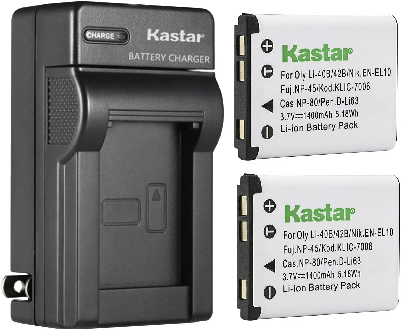 Kastar Li42B Battery + Charger for Olympus FE150 FE160 FE190 FE20 FE220 FE