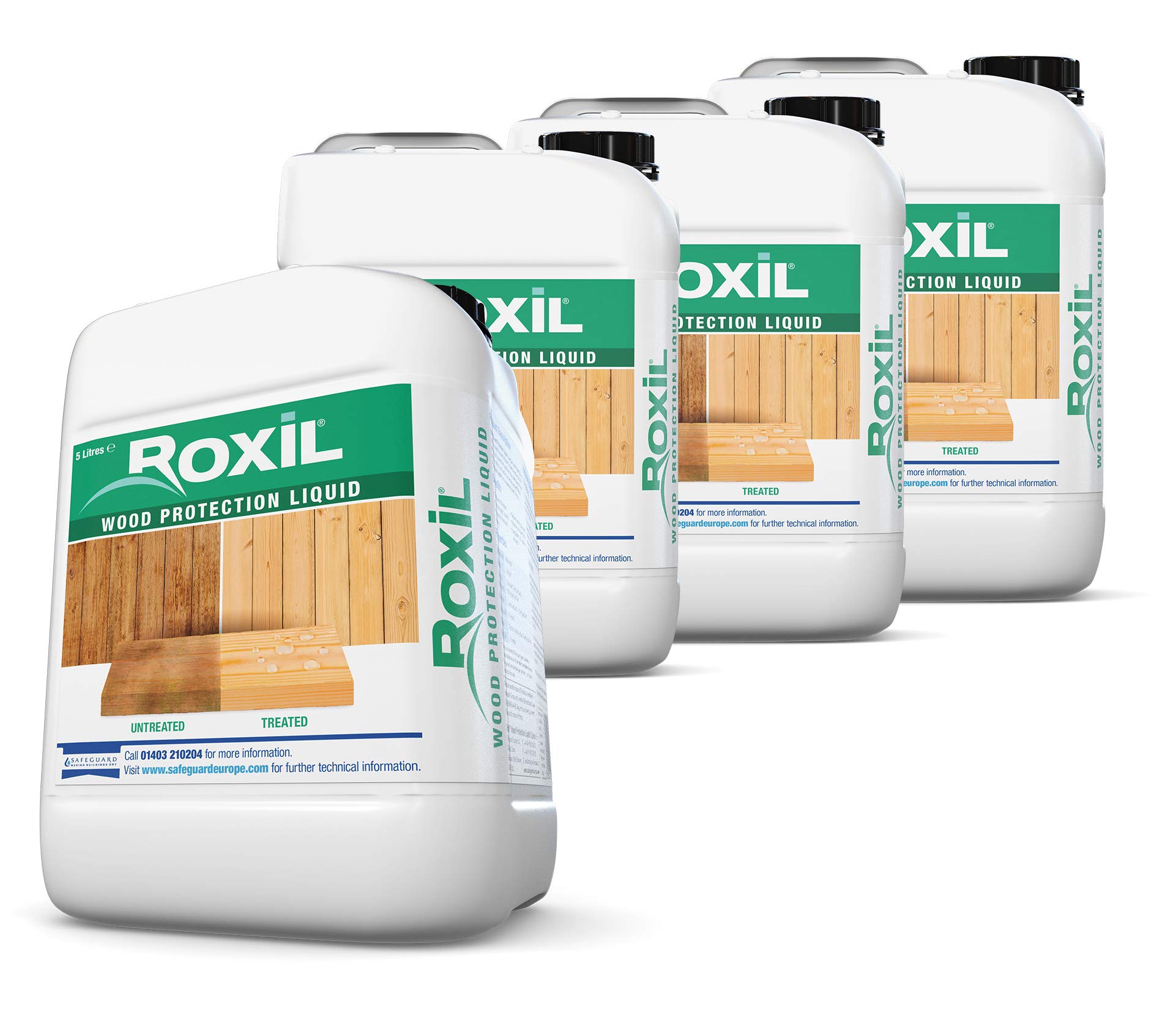 Roxil Wood Protection Liquid - 4x5 Litre - Weatherproofs and Protects Decks, Fences, Garden Furniture and Any Outdoor Timber — image 1