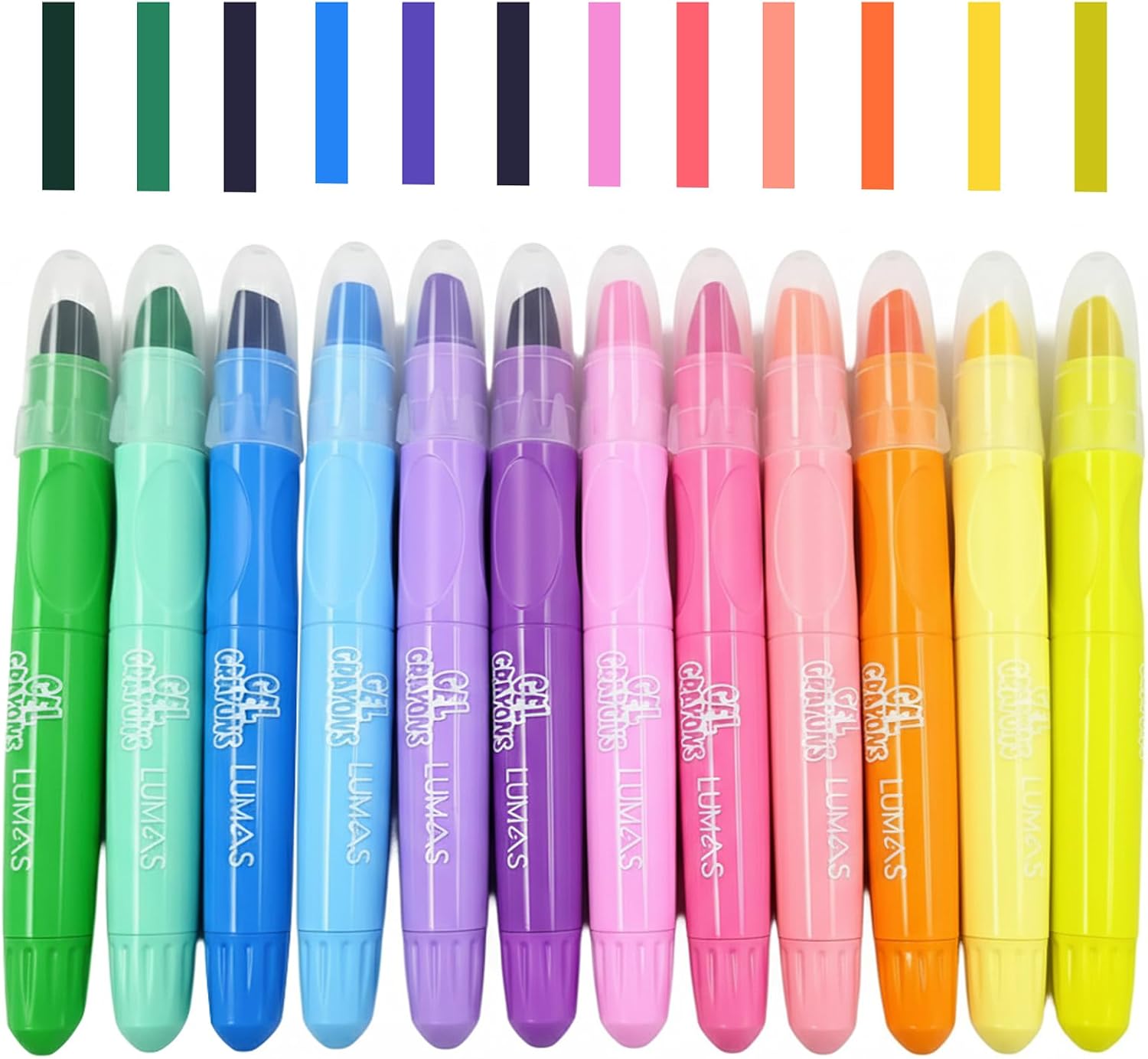 12 PCS Twistable Crayons Set, Silky Gel Crayons, Jumbo Highlighters Art Coloring Drawing Supplies, Mess-Free, Ergonomic Pen Style, Pastel & Watercolor Shades Colors Style (12)