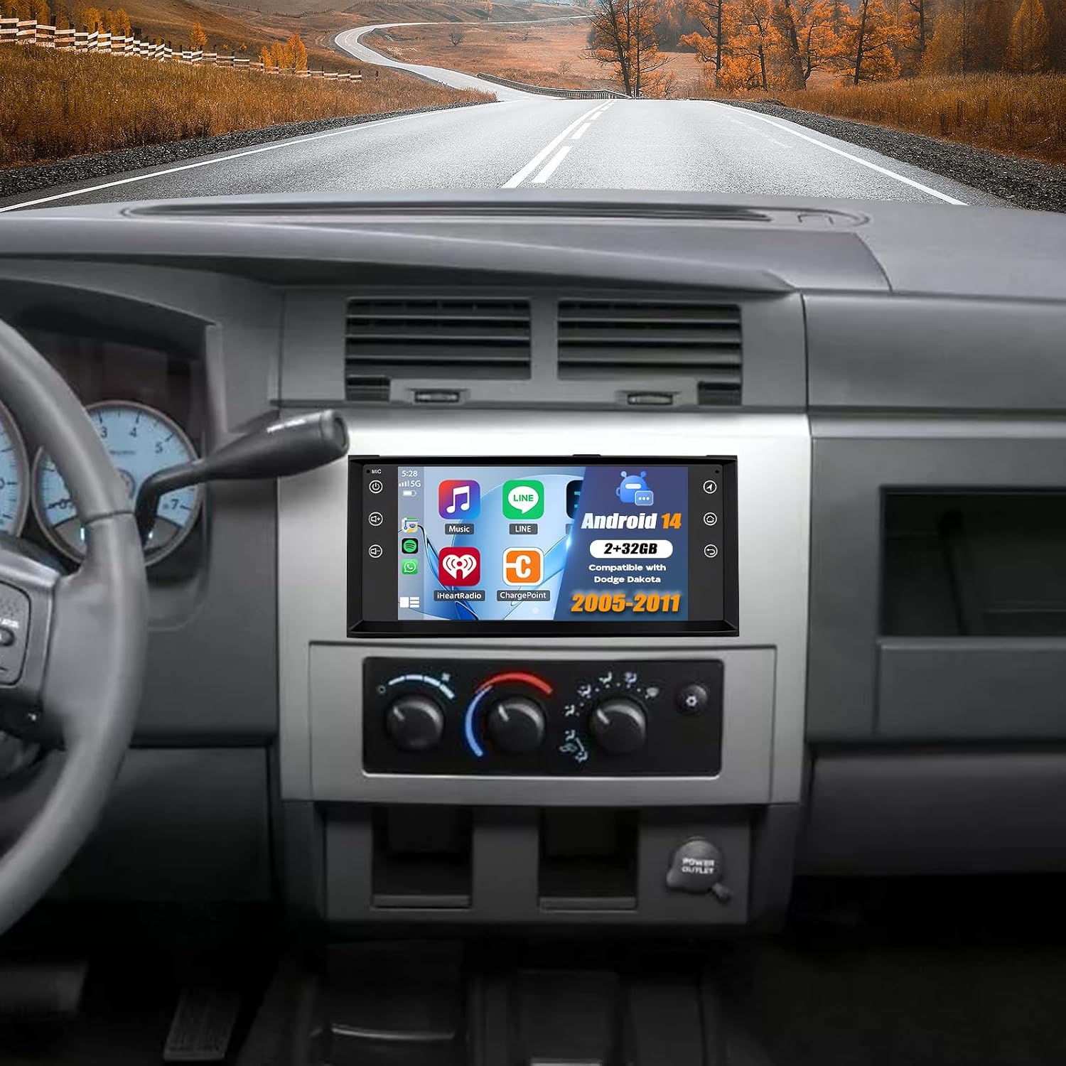 Slakerbe Android 14 7" Double-Din Car Stereo with Backup Camera