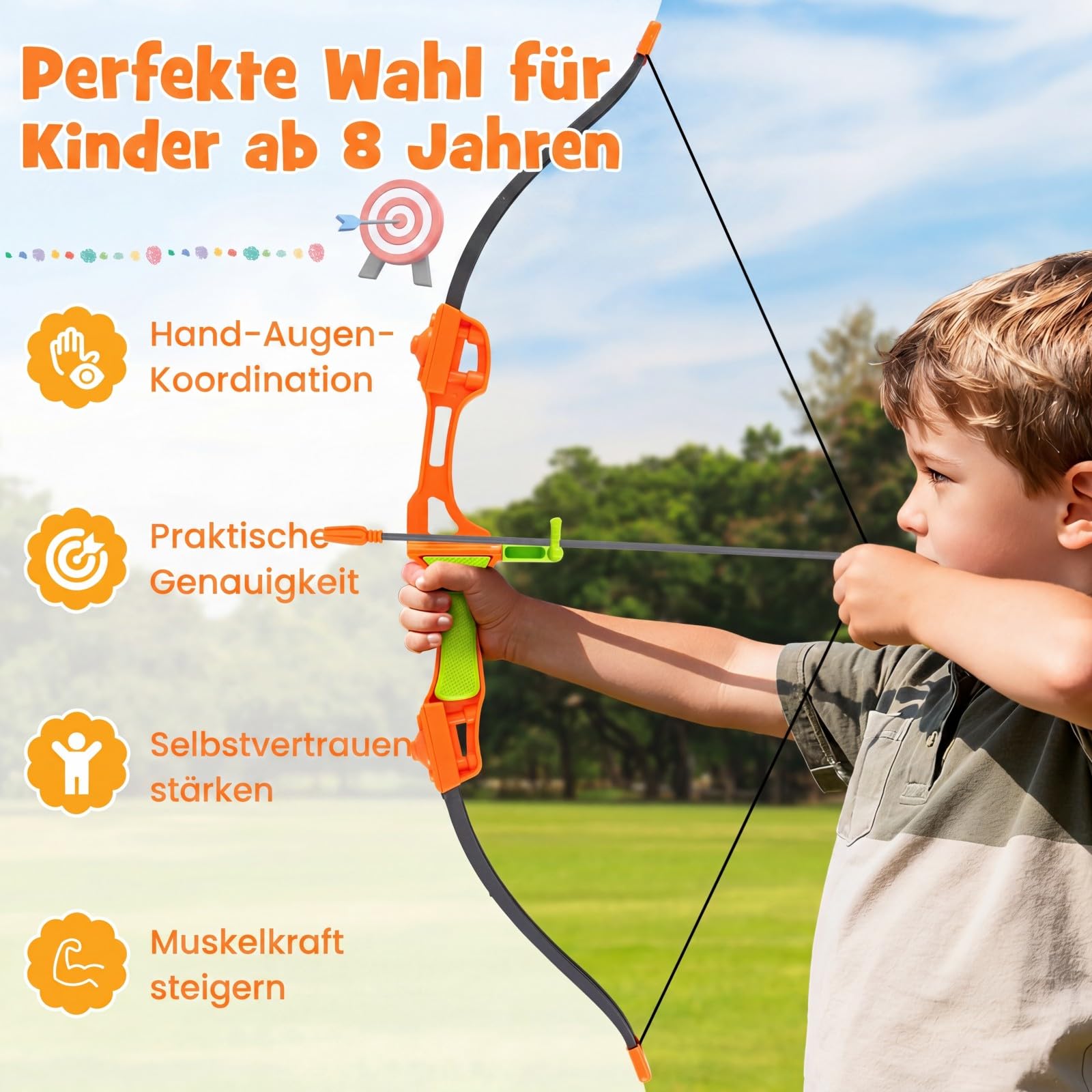 COSTWAY Axt Wurfspiel Set, 4 in 1 Wurfäxte Spiel | Mit Bogen, Zielscheibe, 6 Pfeilen, 4 Äxten, 4 sternförmigen Dartpfeilen, 4 Dartpfeilen, für Kinder & Erwachsene